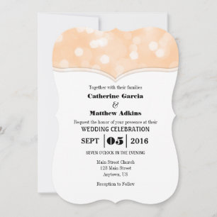 Peach Bokeh Glitter Lights Wedding Invites
