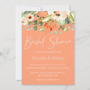 Peach Botanical Bridal Shower Invitation