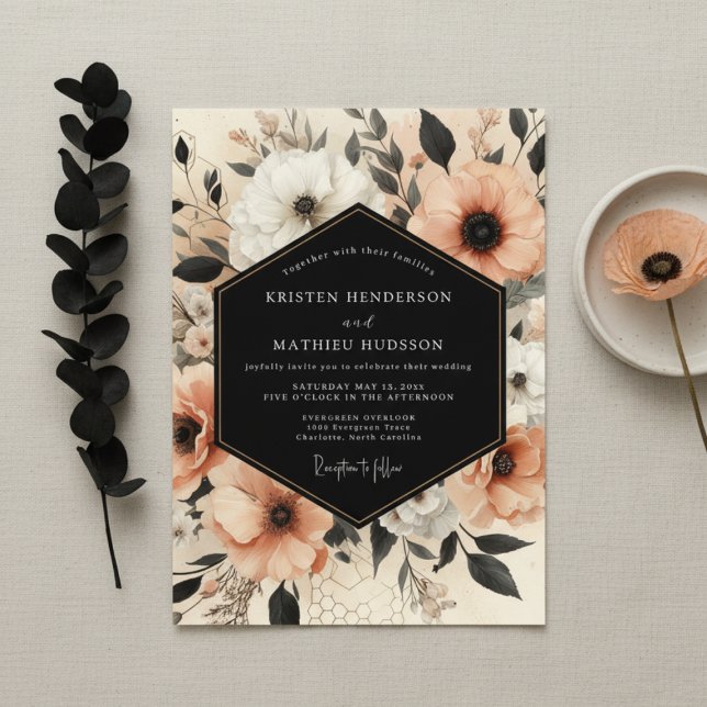 Peach Botanical Elegance Wedding Invitation (Creator Uploaded)