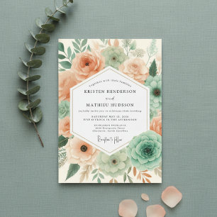 Peach Botanical Flourish Wedding Invitation