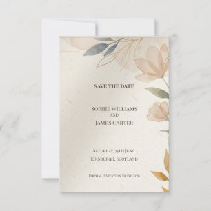 Peach Botanical Save The Date Card
