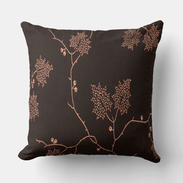 Peach Botanical Throw Pillow (Front)