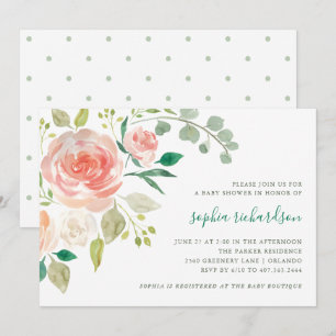 Peach Bouquet Baby Shower Invitation