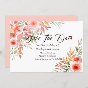Peach Bouquet "Save The Date" Invitation