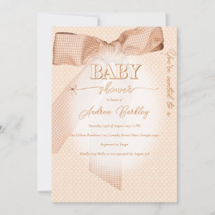 Peach Bow Baby Shower Invitation