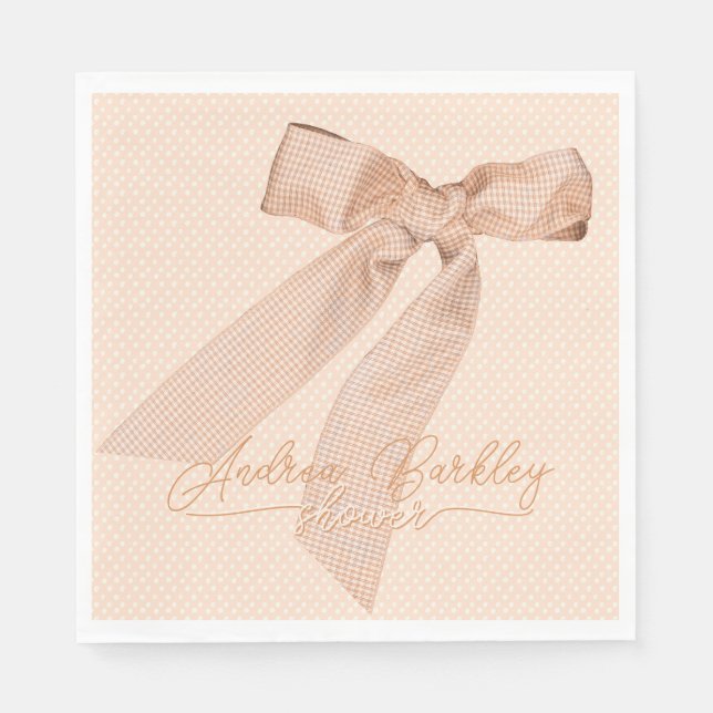 Peach Bow Baby Shower Napkin (Front)