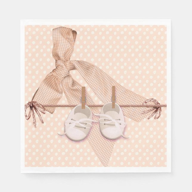Peach Bow Baby Shower  Napkin (Front)
