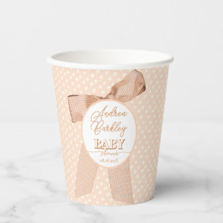 Peach Bow Baby Shower Paper Cups