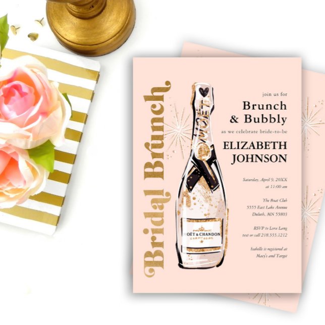 Peach Bridal Brunch and Bubbly Shower Invitation (Creator Uploaded)