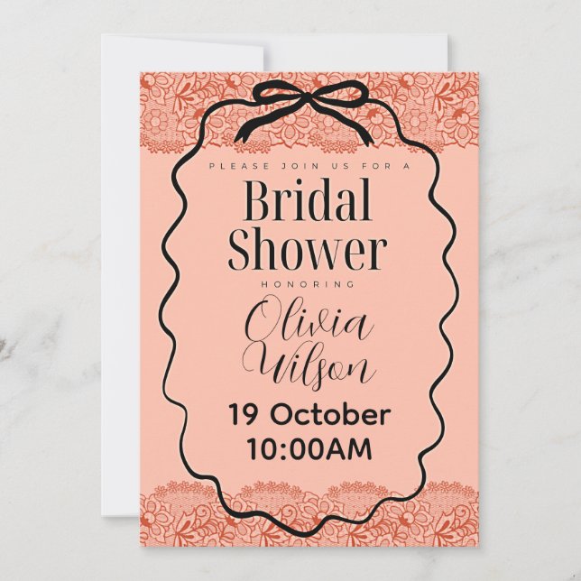 Peach bridal shower invitation (Front)