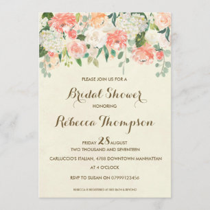 peach bridal shower invitation elegant modern