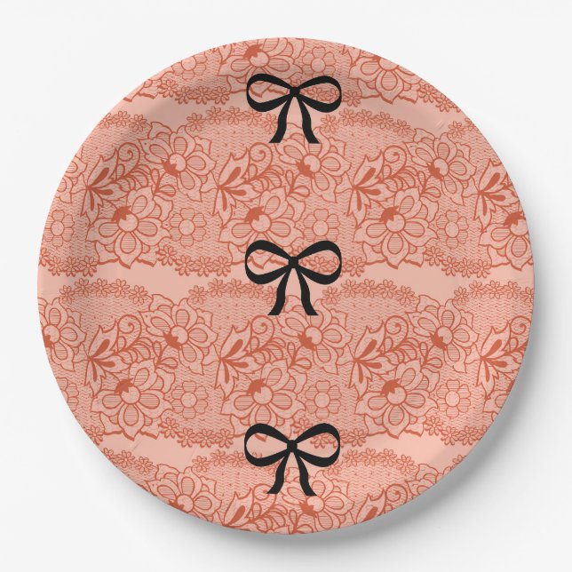Peach bridal shower paper plate (Front)