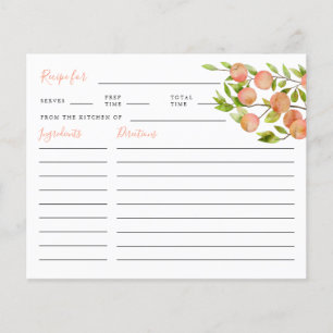 Peach Bridal Shower Recipe Card