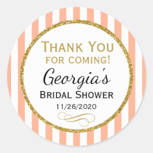 Peach Bridal Shower Thank You For Coming Favour Ta Classic Round Sticker