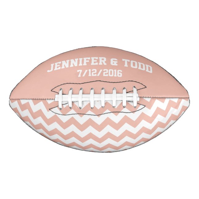 Peach Bride and Grooms Custom Football American Football (Front)