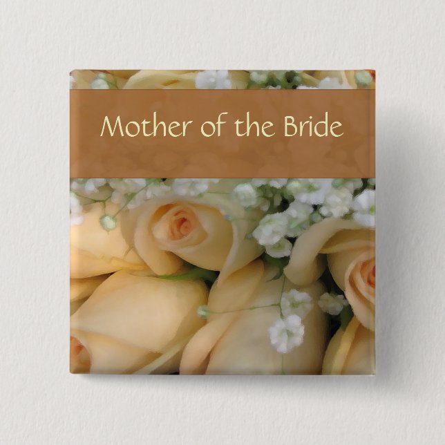 Peach Bride Wedding Pin - Customised (Front)