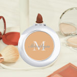 Peach Bridesmaid Initial and Name Compact Mirror<br><div class="desc">A personalised compact mirror for your wedding bridesmaid or maid of honour that has her initial and name on a trendy,  peach colour background. Edit to replace initial and name. Select your compact mirror style.</div>