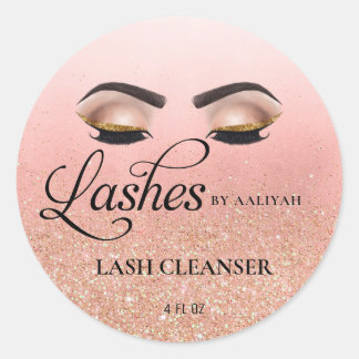 Peach Bronze Glam Glitter Lash Bath Cleanser  Classic Round Sticker
