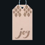 Peach & Bronze Glitter Joy Xmas Gift Tags<br><div class="desc">A whole matching collection/set of products featuring the same design are in my Pip Pip Hooray Zazzle Store.

Bronze glittery Joy Christmas Designer Gift Tags.  Soft Peach Background colour.</div>
