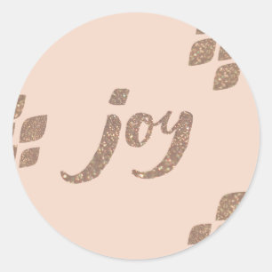 Peach & Bronze Glitter Joy Xmas Stickers
