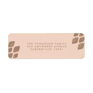 Peach & Bronze Glitter Return Address Labels