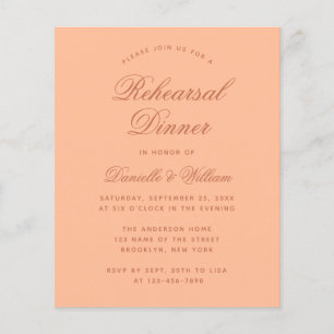 Peach & Brown Budget Rehearsal Dinner Invitation