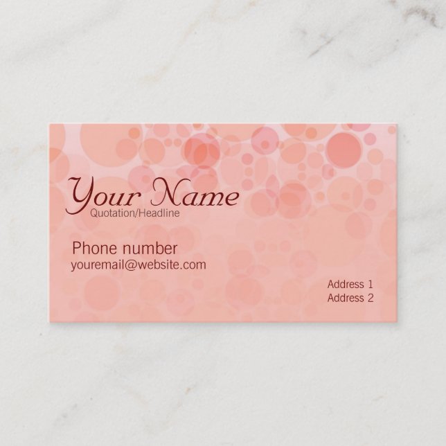 Peach Bubbles Business Card (Front)