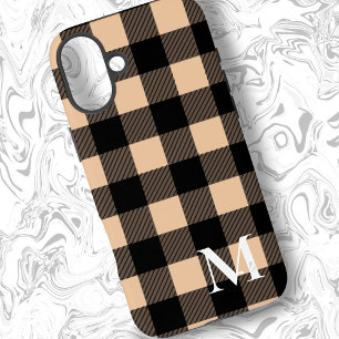 Peach Buffalo Plaid Check iPhone 16 Plus Case