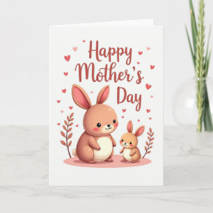 Peach Bunny Mothers Day Card