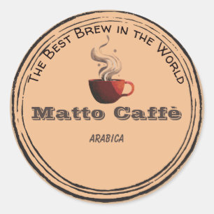 Peach Business Coffee Name Brand Sticker
