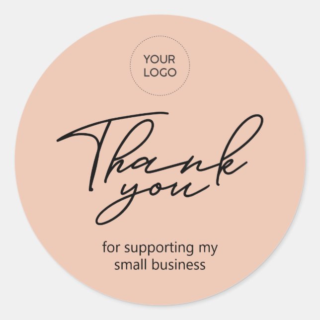 Peach Business Thank you package Classic Round Sticker (Front)