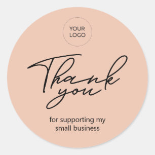 Peach Business Thank you package Classic Round Sticker