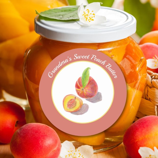 Peach Butter Or Jam Colour Pencils Illustration Classic Round Sticker (Creator Uploaded)