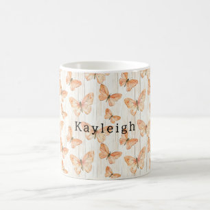 Peach Butterflies Birthday Coffee Mug
