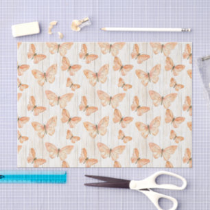 Peach Butterflies Birthday Tissue Paper