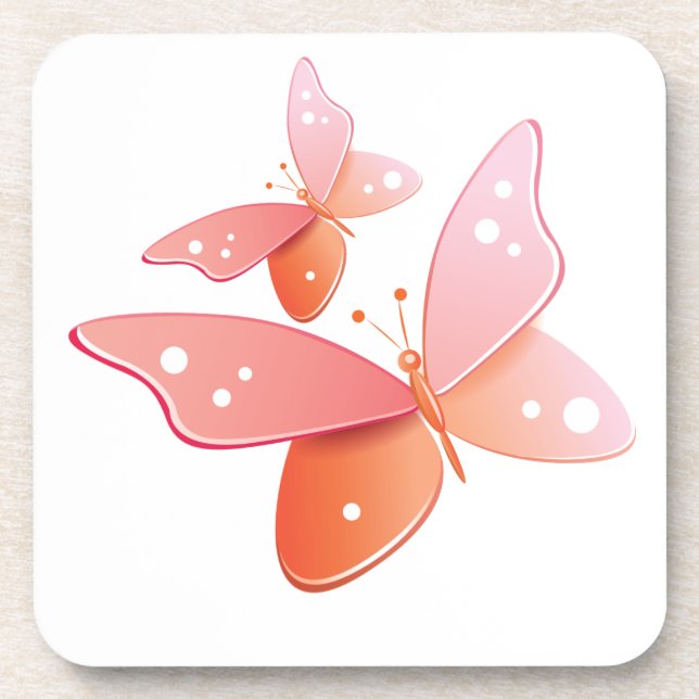 Peach Butterflies Coaster (Front)