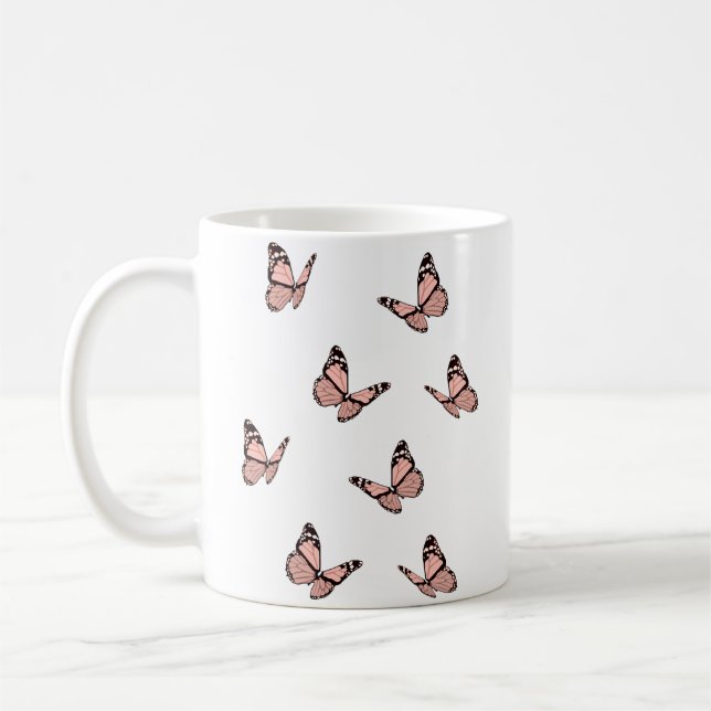 Peach Butterflies Coffee Mug (Left)