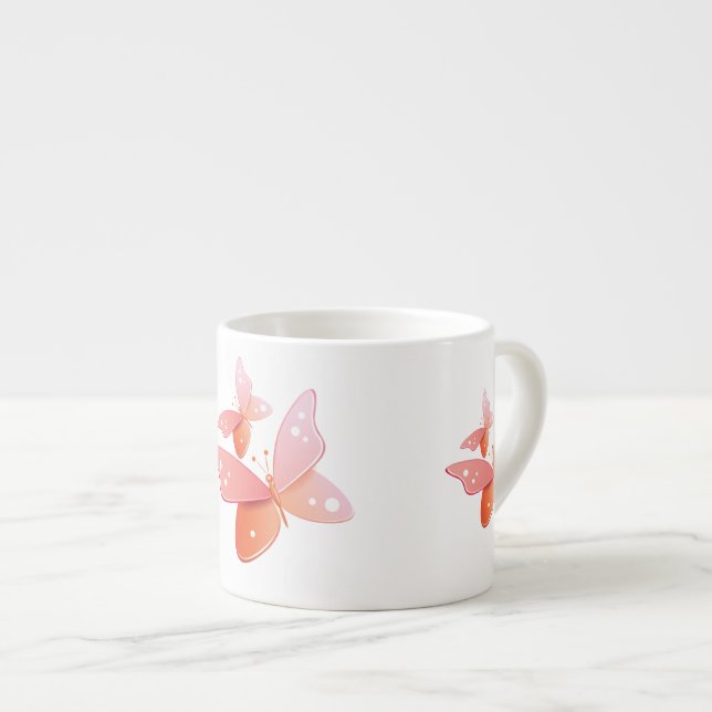 Peach Butterflies Espresso Cup (Front Right)