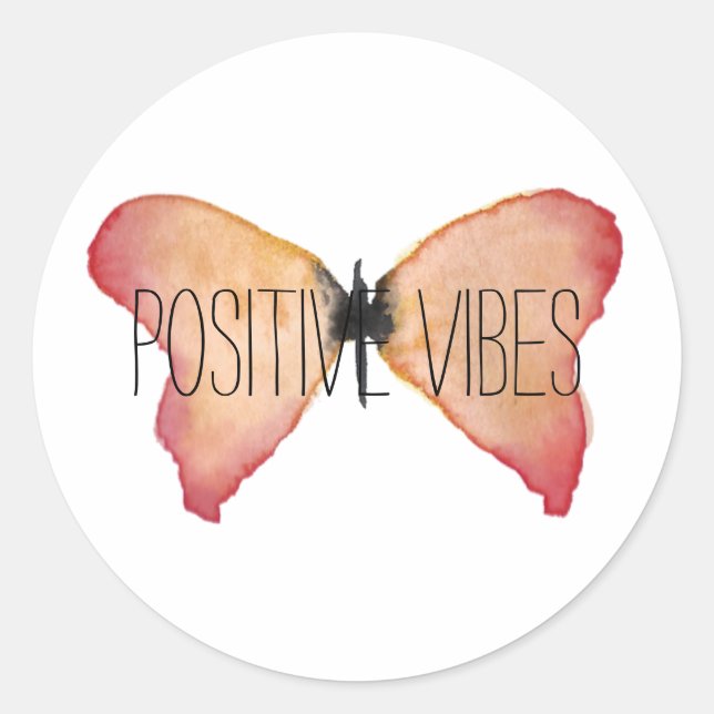 Peach Butterfly Classic Round Sticker (Front)