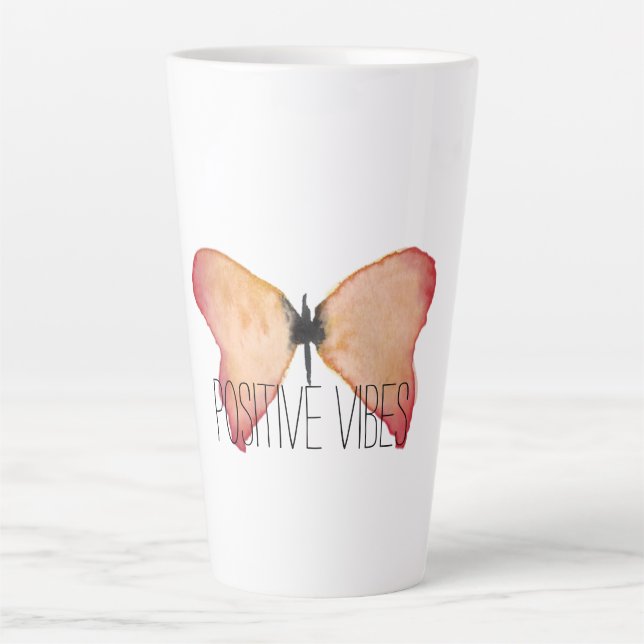 Peach butterfly inspirational quote latte mug (Front)