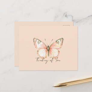 Peach Butterfly Thinking of You Postcard