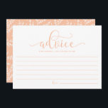 Peach Calligraphy Adivce for the Bride to Be Advice Card<br><div class="desc">Peach Calligraphy Advice for the Bride-to-be Bride Card | Write down your advice for the bride-to-be with this blank memories card. It features whimsical calligraphy with foliage pattern. Matching items are available.</div>