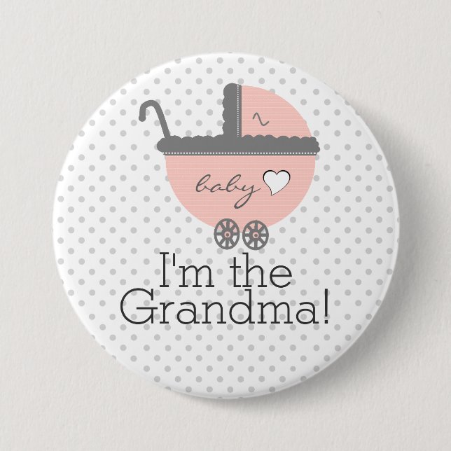 Peach Carriage Baby Shower Grandma 7.5 Cm Round Badge (Front)