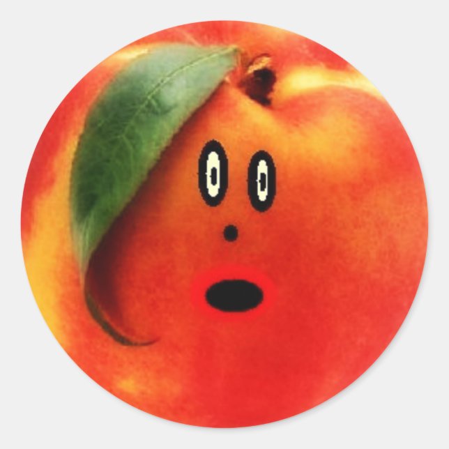 Peach Cartoon Face Classic Round Sticker (Front)