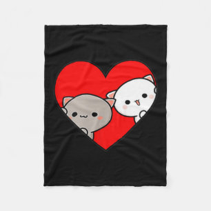 Peach Cartoon Love Goma Cat Valentine’s Day Heart Fleece Blanket