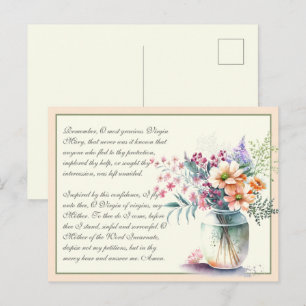 Peach Catholic Memorare Prayer to Virgin Mary Postcard
