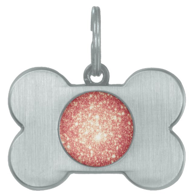 Peach Champagne Stars Pet Name Tag (Front)