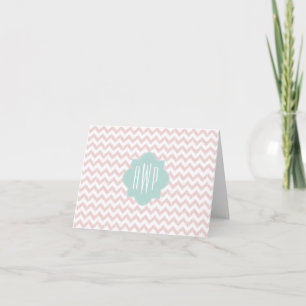 Peach Chevron Ikat Monogrammed Notecard