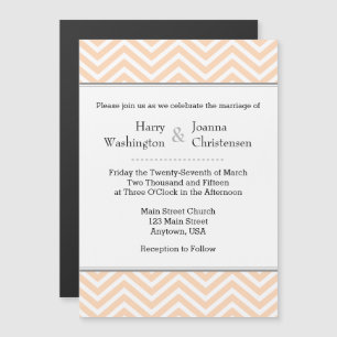 Peach Chevron Magnetic Wedding Invitation
