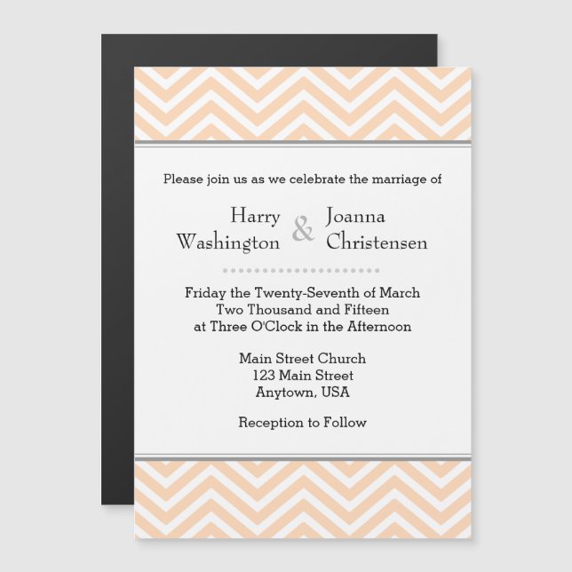 Peach Chevron Magnetic Wedding Invitation (Front/Back)